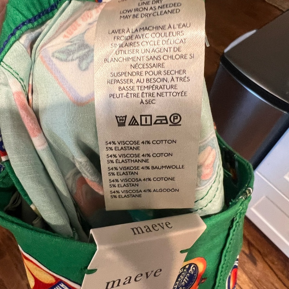 NWT Maeve Anthropologie Colette Cropped Wide Leg Printed Pants Magic Fabric - Picture 9 of 9